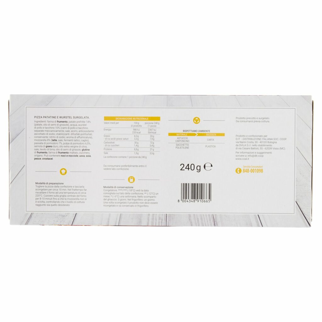 Coal la Pizza del Fornaio patatine e würstel surgelata 240 g