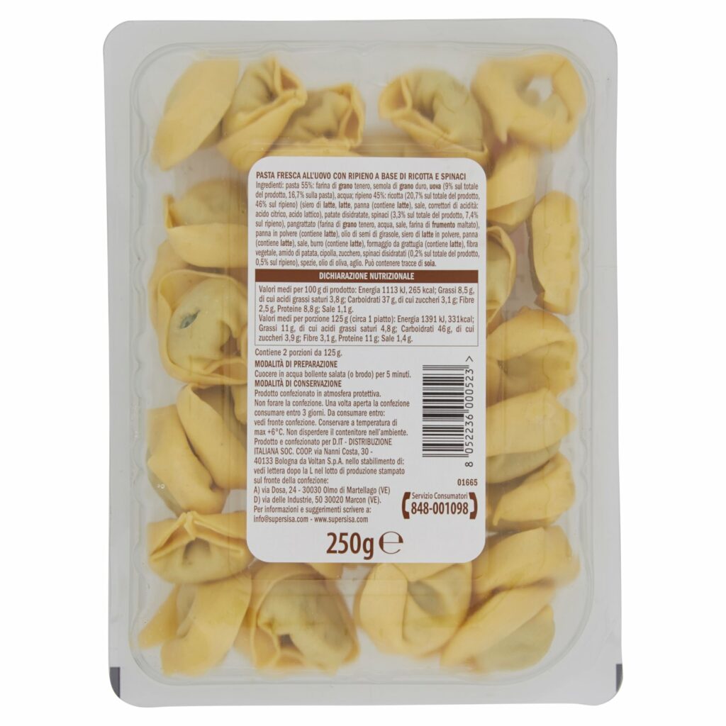 Sisa Tortelloni Ricotta e Spinaci 250 g