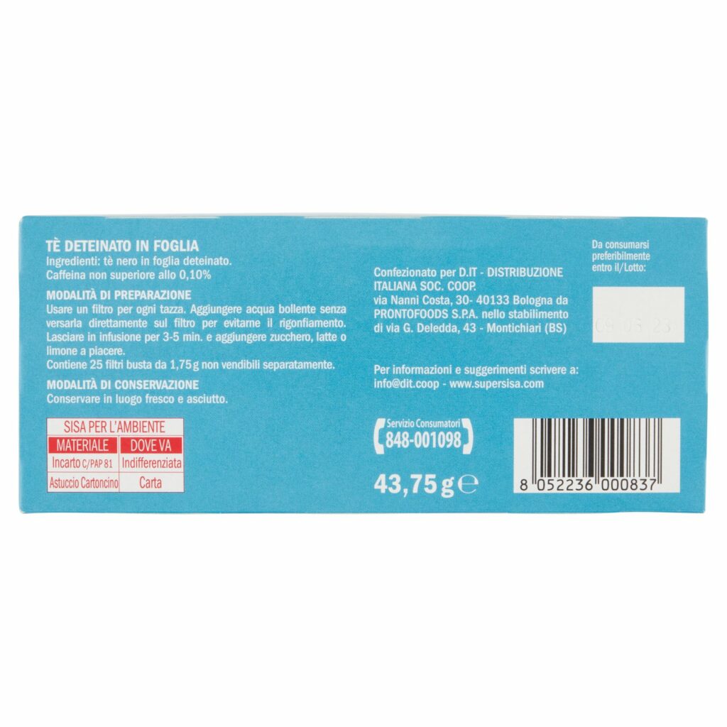 Sisa Tè Deteinato 25 x 1,75 g