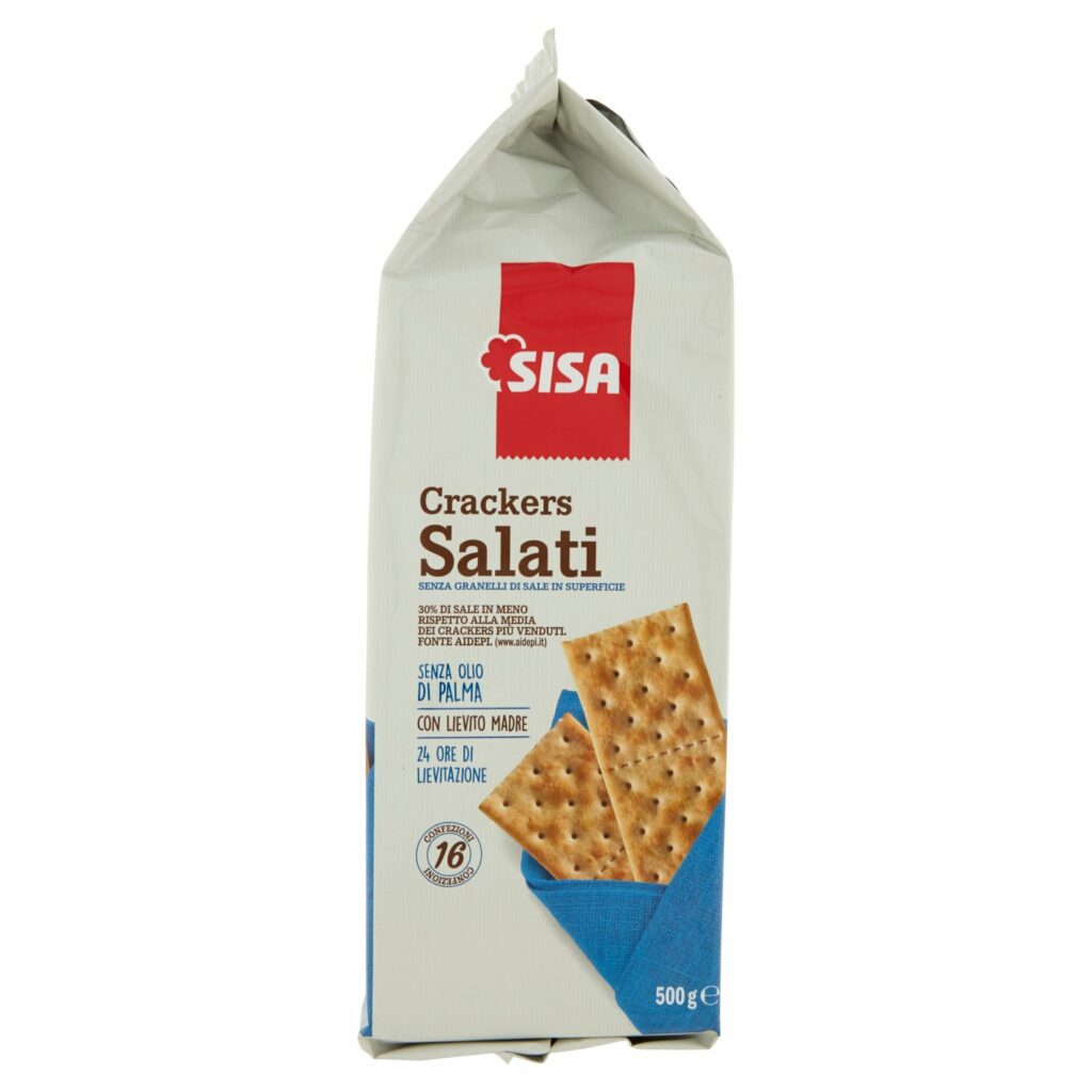 Sisa Crackers Salati senza Granelli di Sale in Superficie 500 g