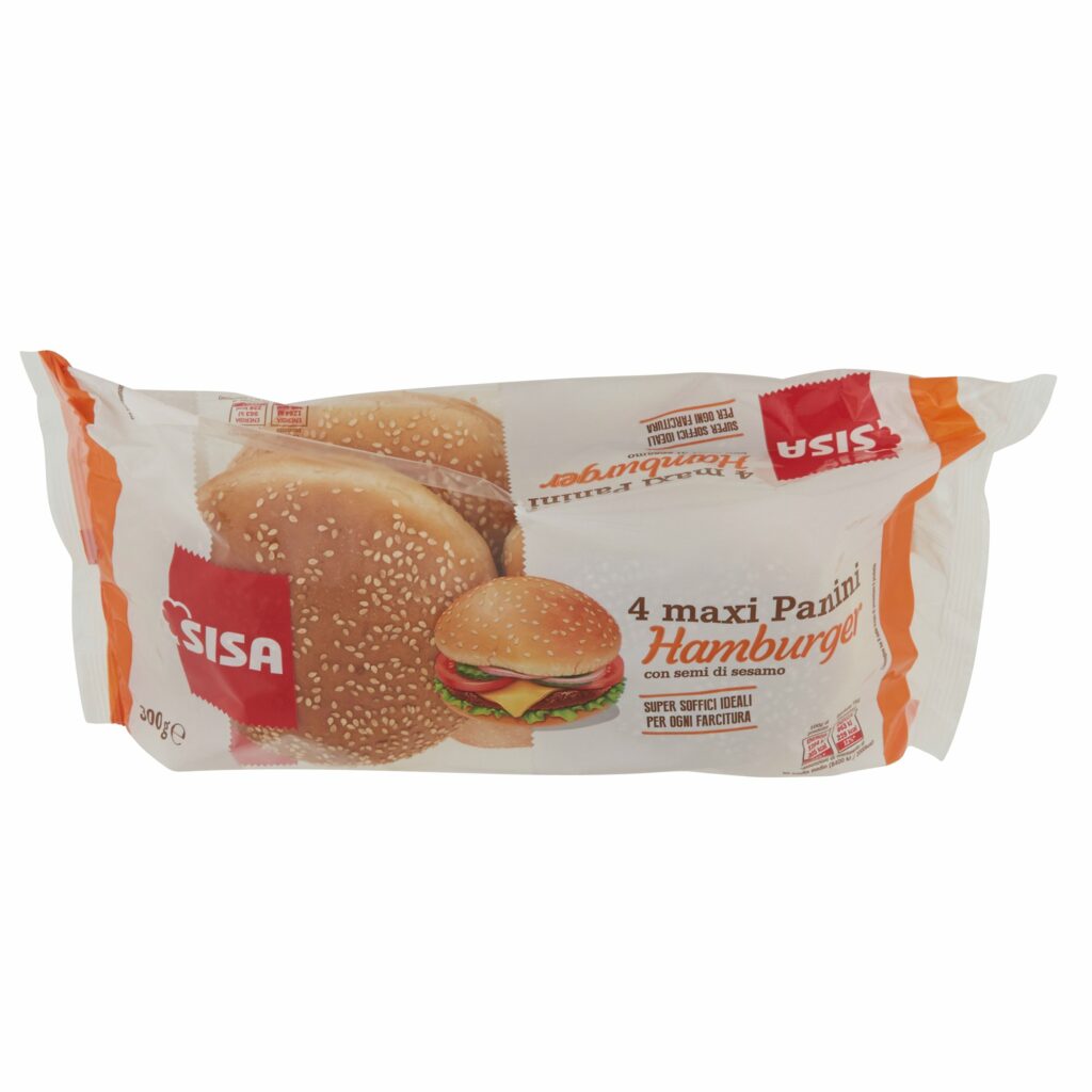 Sisa maxi Panini Hamburger con semi di sesamo 4 pezzi 300 g