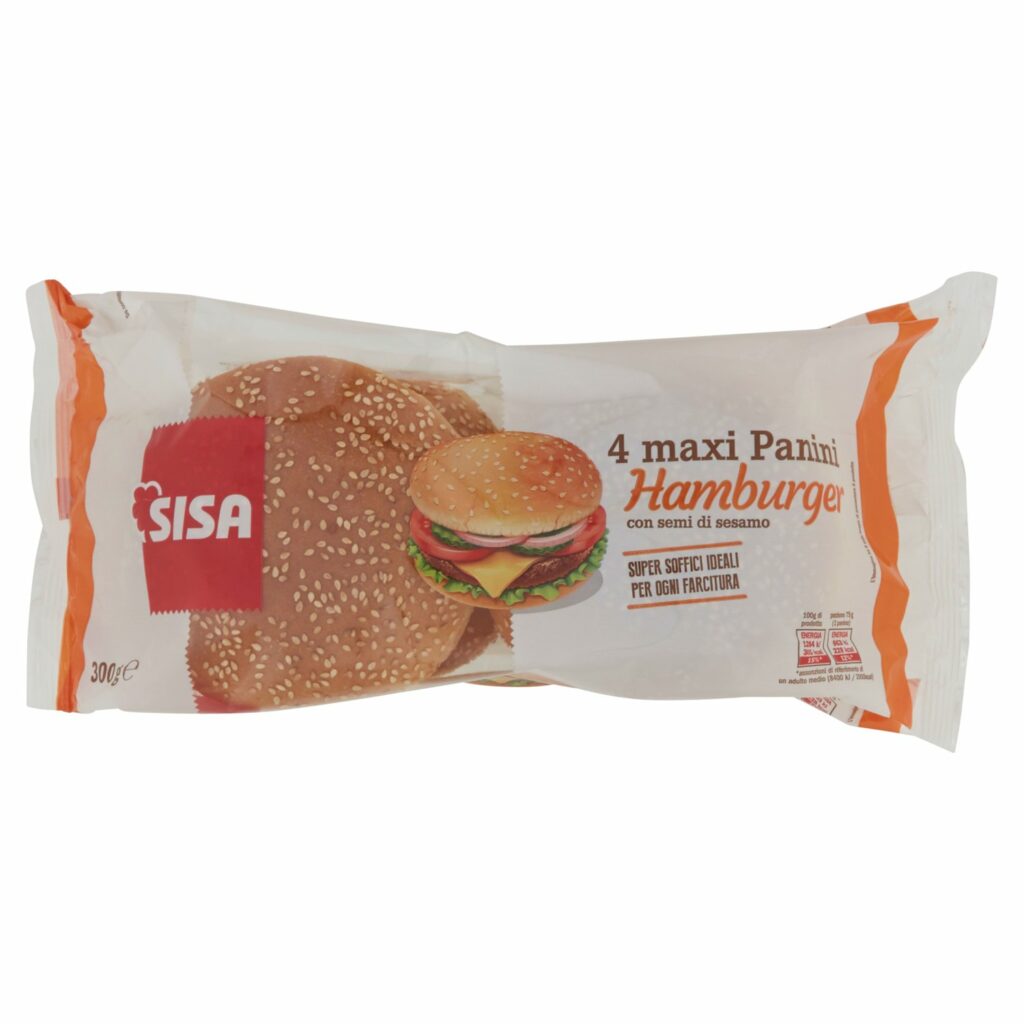 Sisa maxi Panini Hamburger con semi di sesamo 4 pezzi 300 g