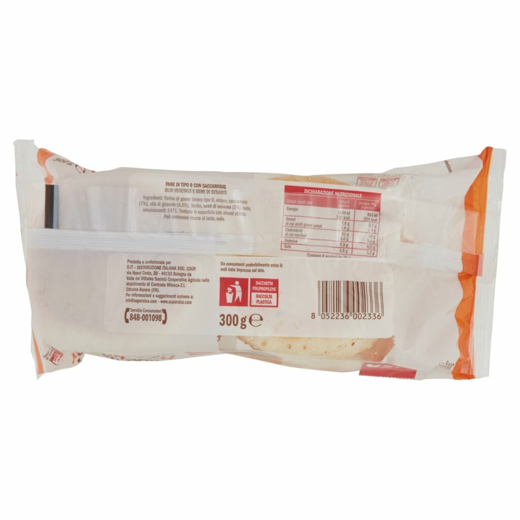 Sisa maxi Panini Hamburger con semi di sesamo 4 pezzi 300 g