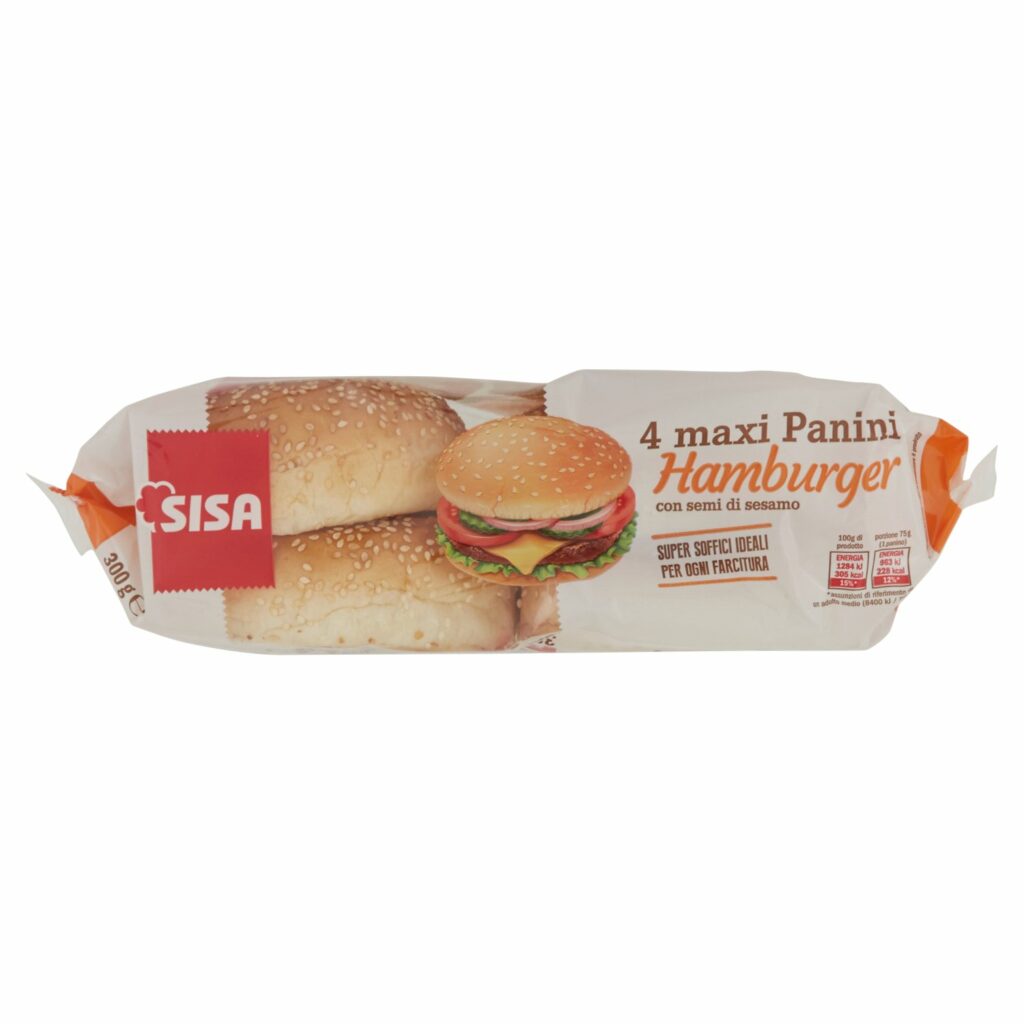 Sisa maxi Panini Hamburger con semi di sesamo 4 pezzi 300 g