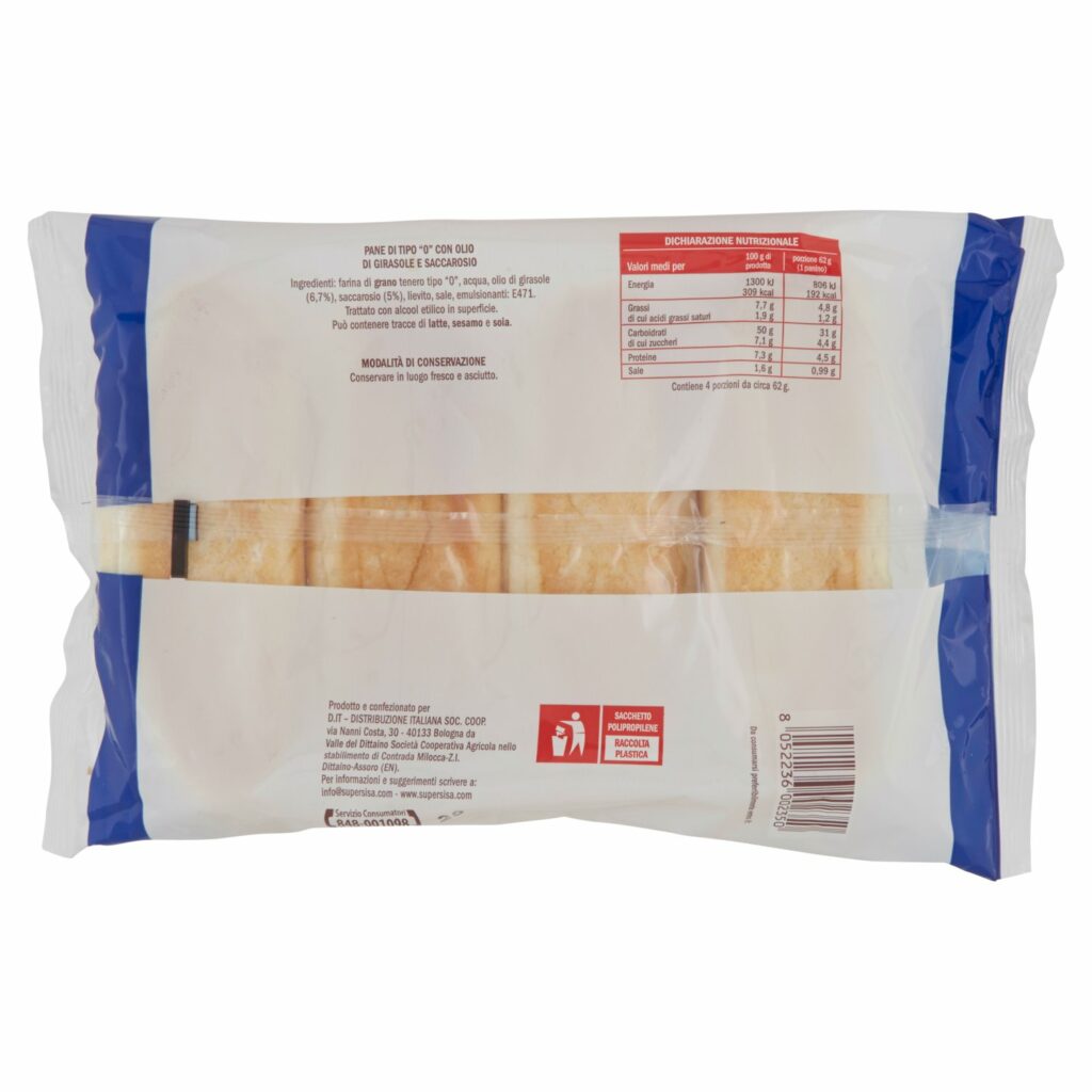 Sisa Panini Hot Dog 4 pezzi 250 g
