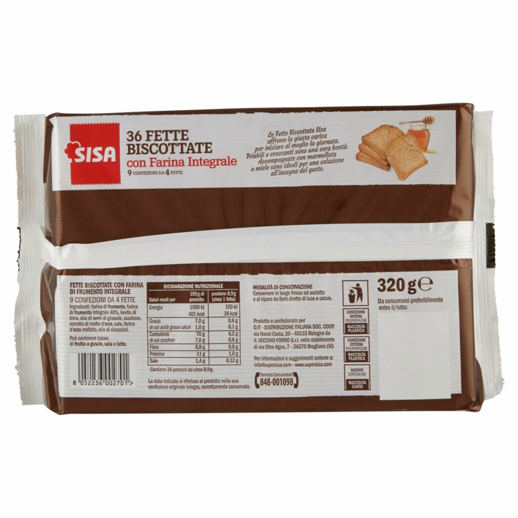 Sisa 36 Fette Biscottate con Farina Integrale 320 g