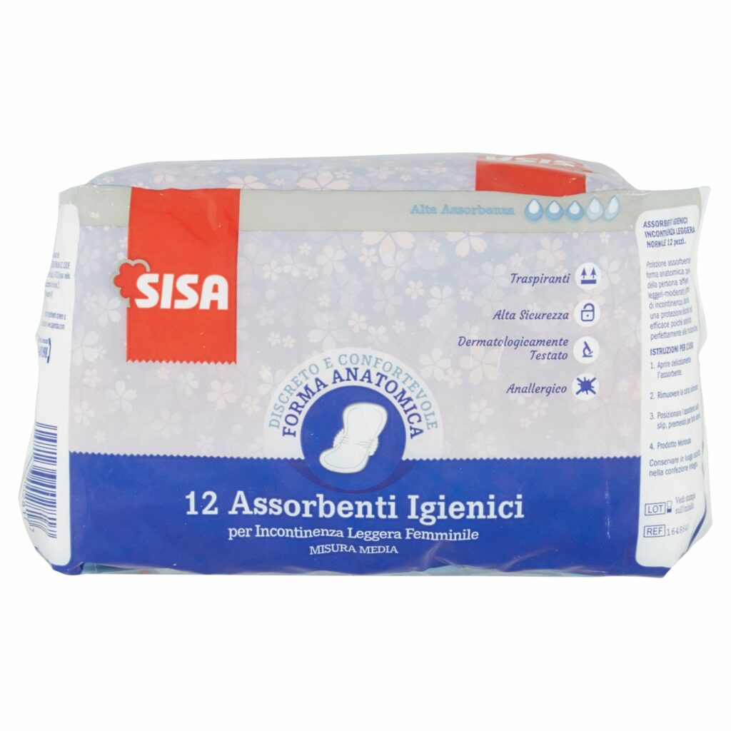 Sisa Assorbenti Igienici per Incontinenza Leggera Femminile Misura Media 12 pz