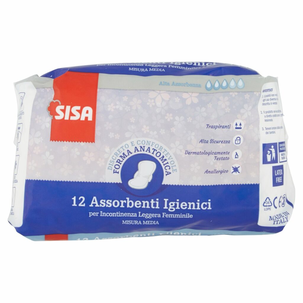Sisa Assorbenti Igienici per Incontinenza Leggera Femminile Misura Media 12 pz