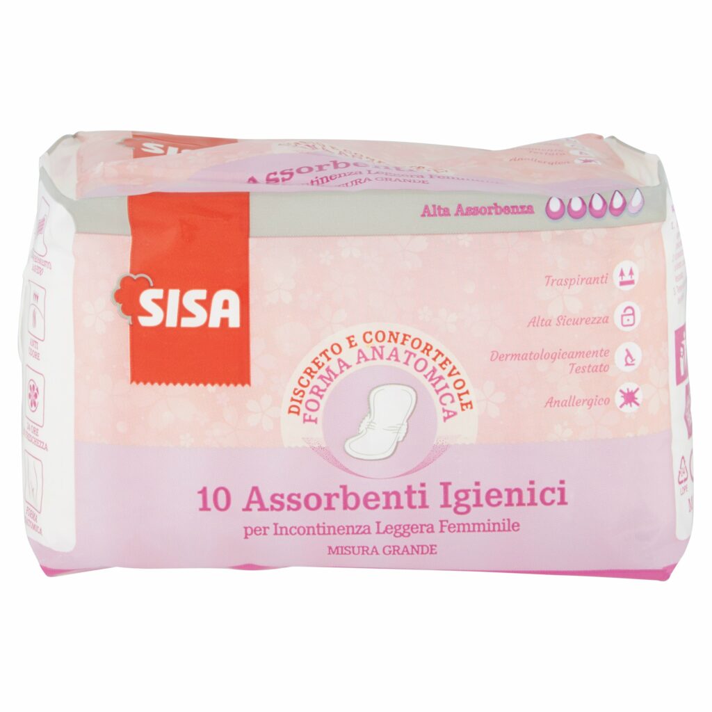 Sisa Assorbenti Igienici per Incontinenza Leggera Femminile Misura Grande 10 pz