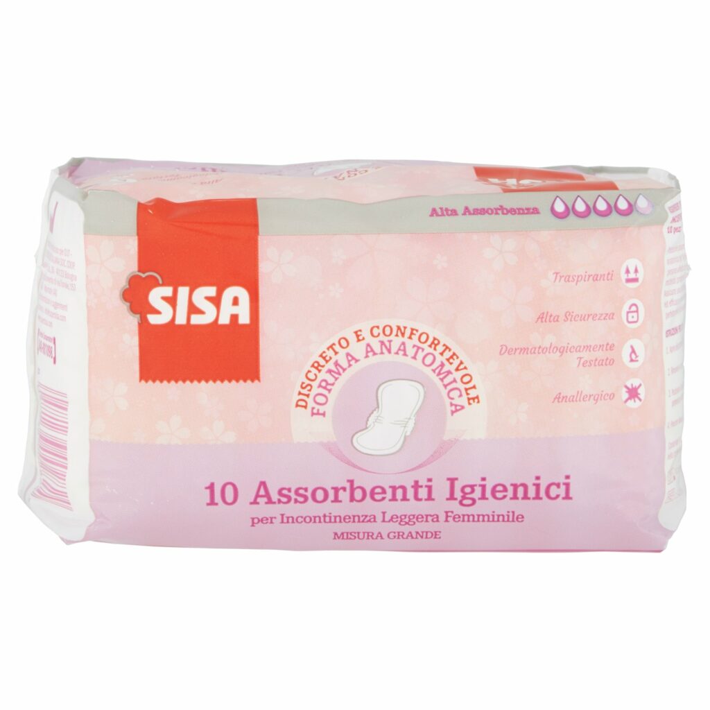 Sisa Assorbenti Igienici per Incontinenza Leggera Femminile Misura Grande 10 pz