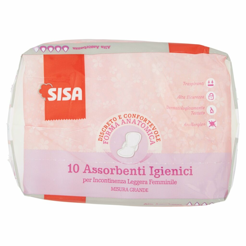 Sisa Assorbenti Igienici per Incontinenza Leggera Femminile Misura Grande 10 pz