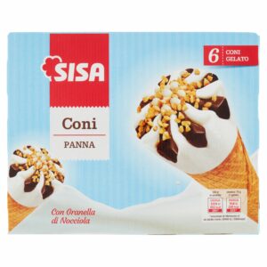 Sisa Coni Panna con Granella di Nocciola 6 x 75 g