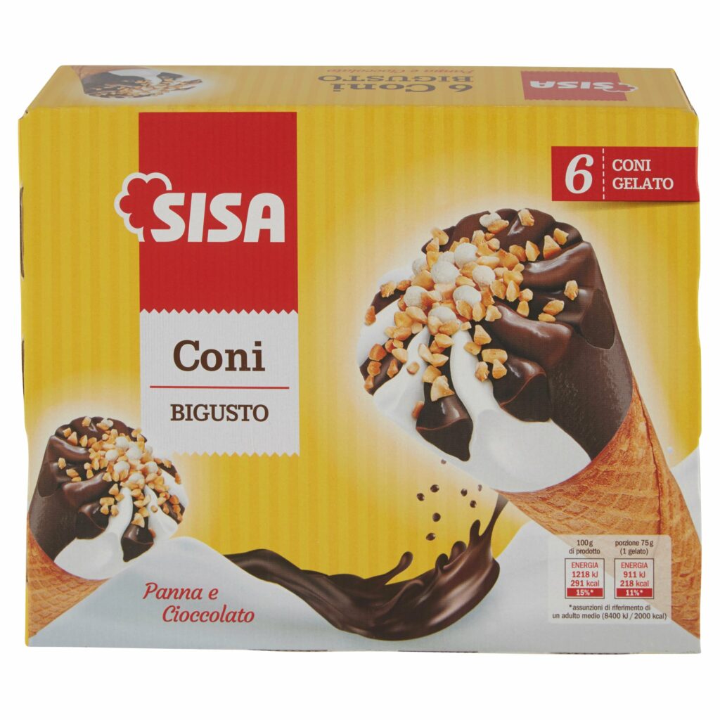 Sisa Coni Bigusto Panna e Cioccolato 6 x 75 g