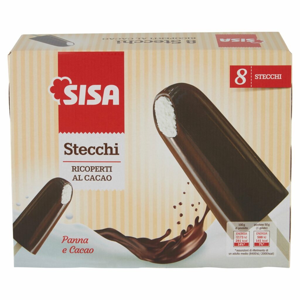 Sisa Stecchi Ricoperti al Cacao Panna e Cacao 8 x 50 g