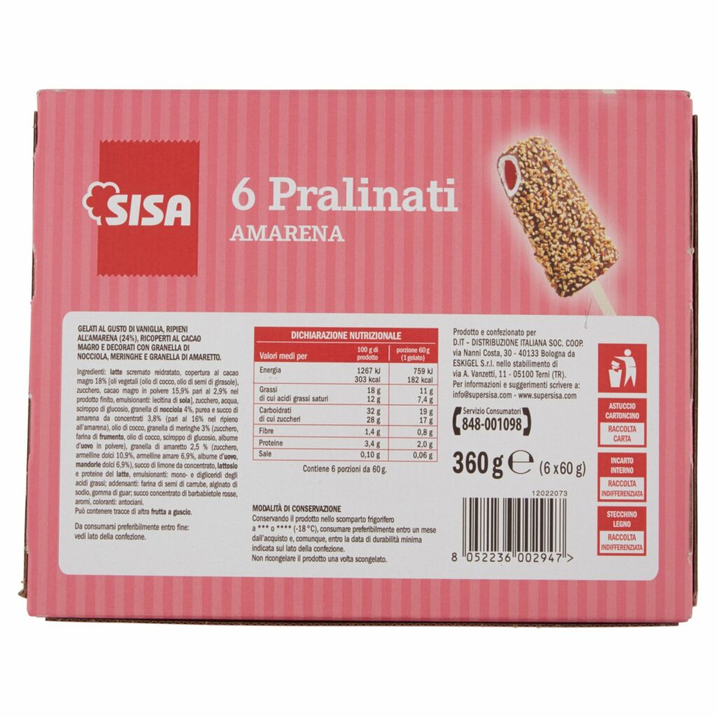 Sisa Pralinati Amarena 6 x 60 g