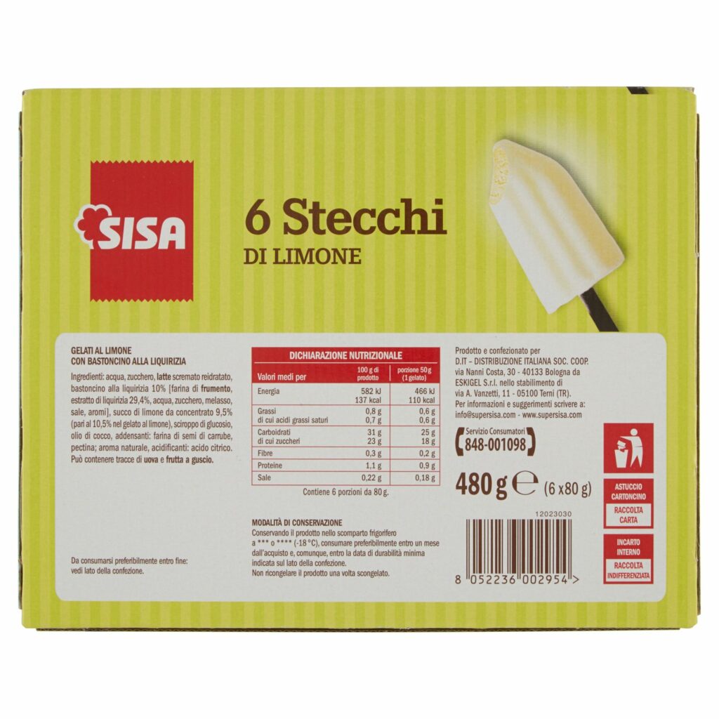 Sisa Stecchi di Limone Bastoncino di liquirizia 6 x 80 g