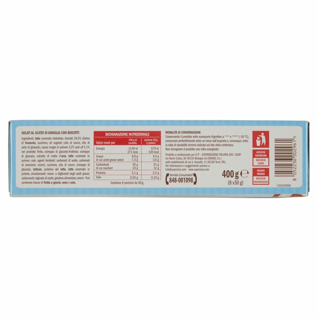 Sisa Biscotti Vaniglia 8 x 50 g