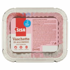 Sisa Vaschette in Alluminio con Coperchio 1 Porzione 5 pz