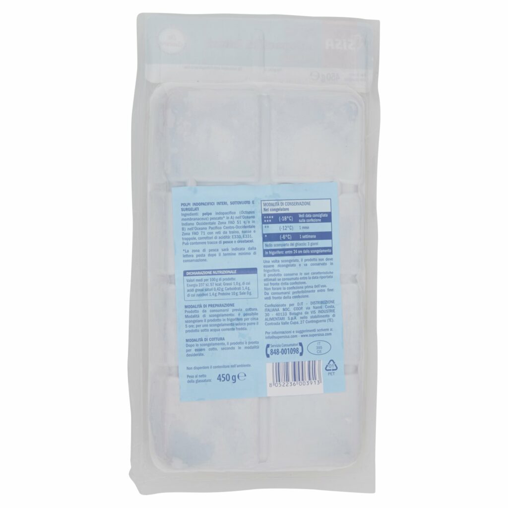 Sisa Polpi Indopacifi Interi Surgelati 450 g