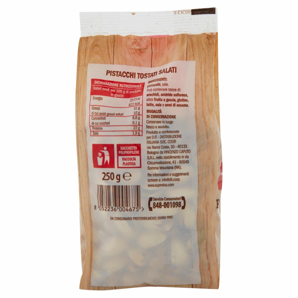 Sisa Pistacchi Tostati Salati 250 g