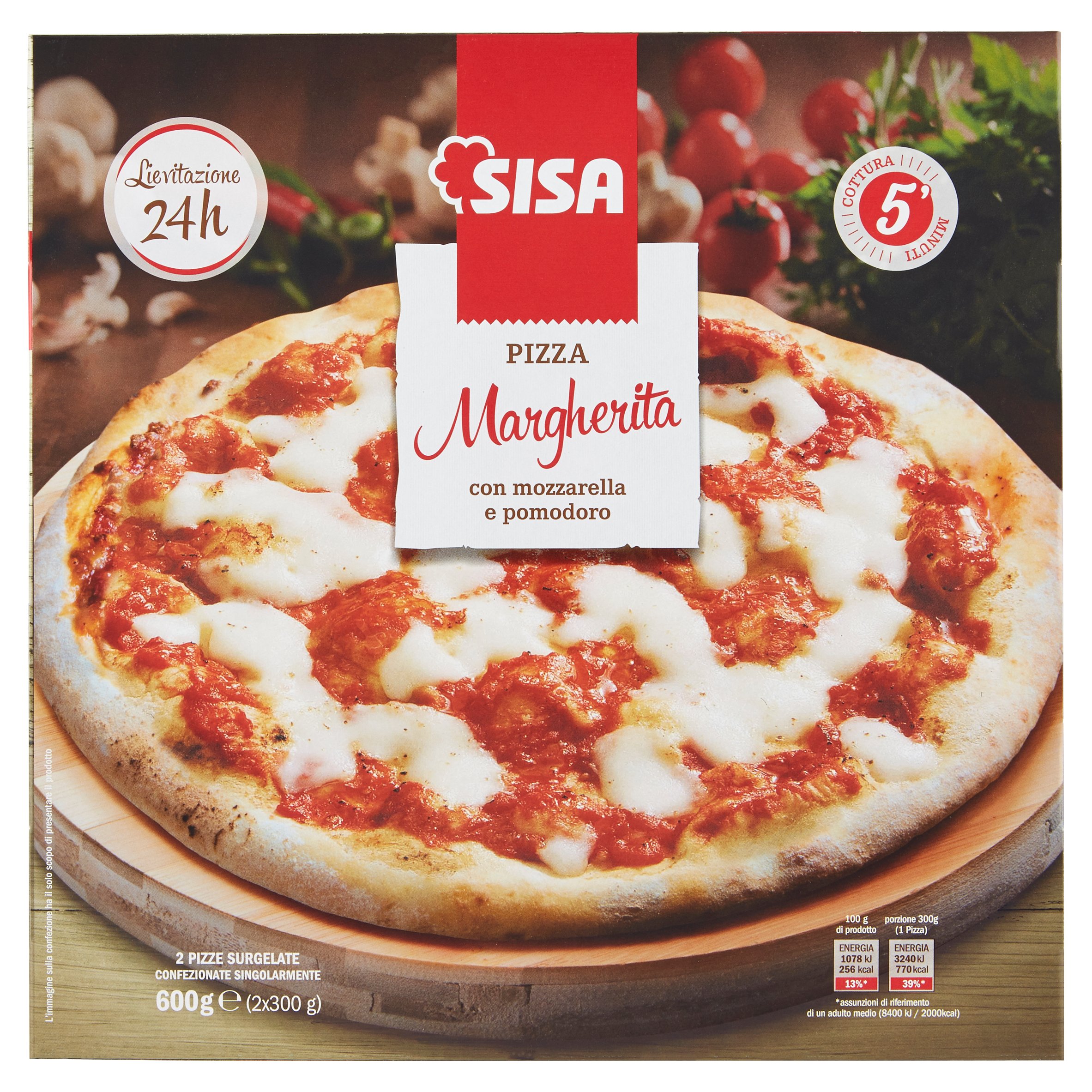Sisa Pizza Margherita con mozzarella e pomodoro 2 Pizze Surgelate 2 x 300 g  - SuperSISA
