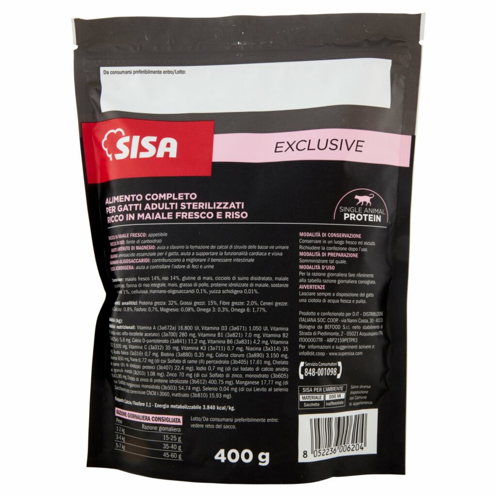 Sisa Exclusive Crocchette Ricche in Maiale Fresco e Riso 400 g