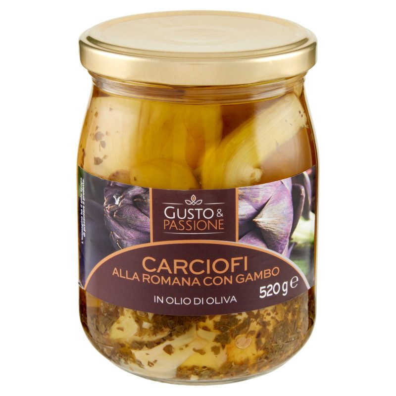 Gusto & Passione Carciofi alla Romana con Gambo in Olio di Oliva 520 g