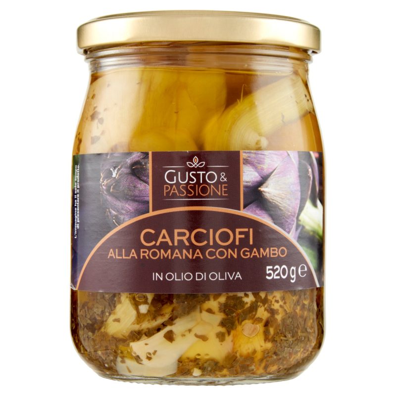 Gusto & Passione Carciofi alla Romana con Gambo in Olio di Oliva 520 g