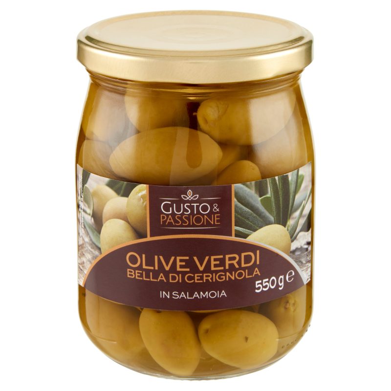 Gusto & Passione Olive Verdi Bella di Cerignola in Salamoia 550 g