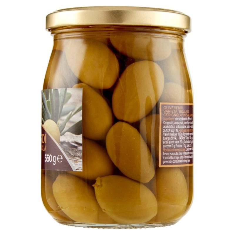 Gusto & Passione Olive Verdi Bella di Cerignola in Salamoia 550 g