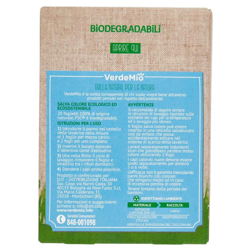 VerdeMio Salva Colore ecologico Fogli 20 pz