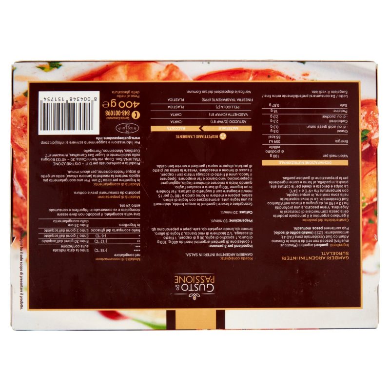 Gusto & Passione Gamberi Argentini Interi Surgelati 400 g