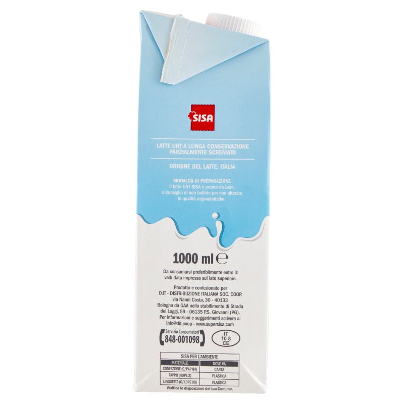 Sisa Latte UHT a Lunga Conservazione Parzialmente Scremato 1000 ml