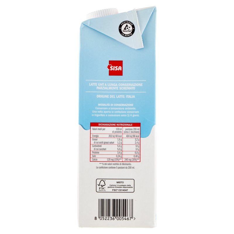 Sisa Latte UHT a Lunga Conservazione Parzialmente Scremato 1000 ml