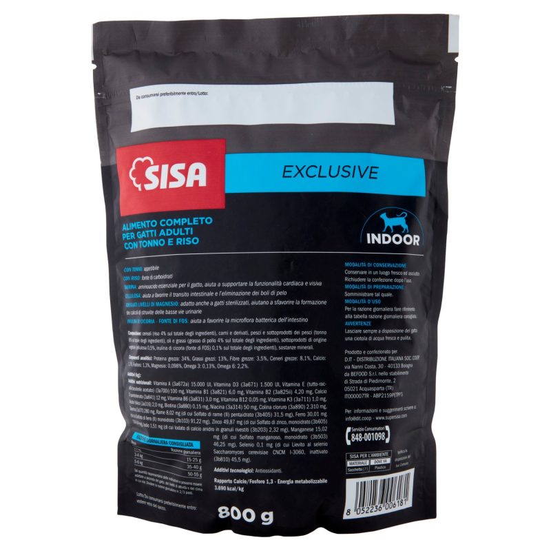 Sisa Exclusive Crocchette Gatto con Tonno e Riso 800 g