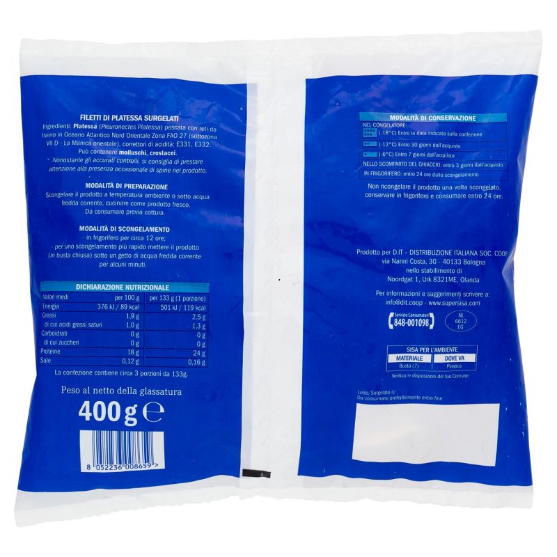 Sisa Filetti di Platessa Surgelati 400 g