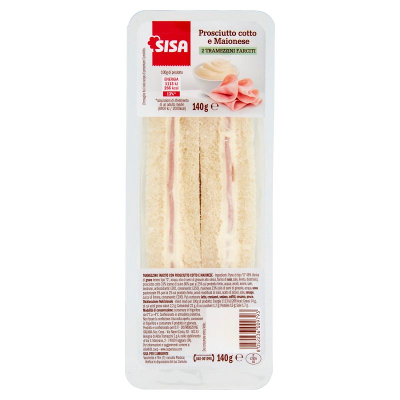 Sisa Tramezzini Farciti Prosciutto Cotto e Maionese 2 pezzi 140 g