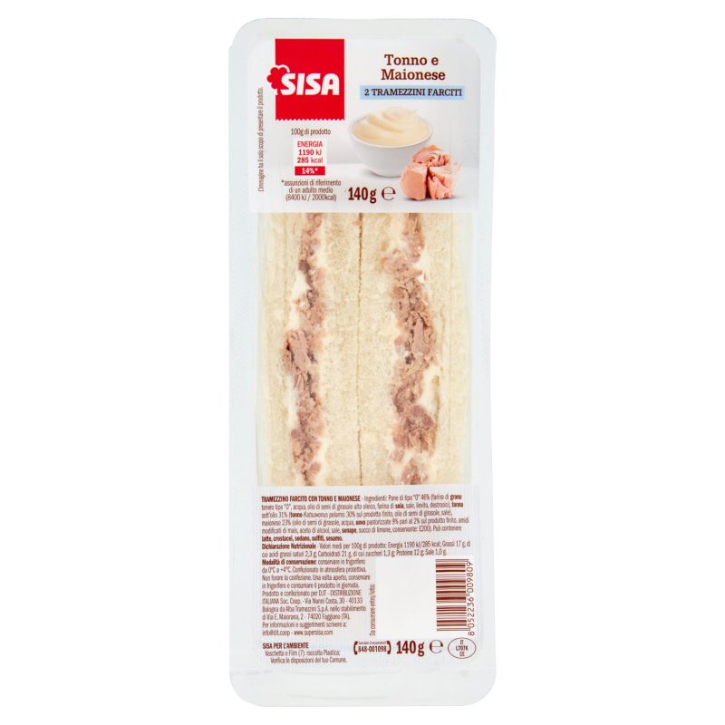 Sisa Tramezzini Farciti Tonno e Maionese 2 pezzi 140 g