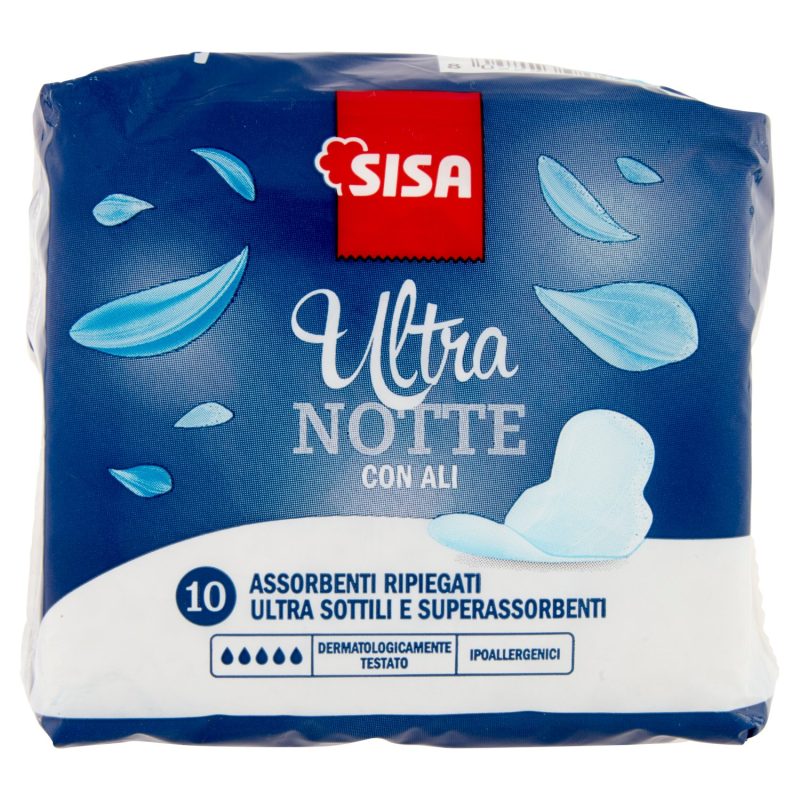 Sisa Assorbenti Ultra Notte ripiegati con ali 10 pz