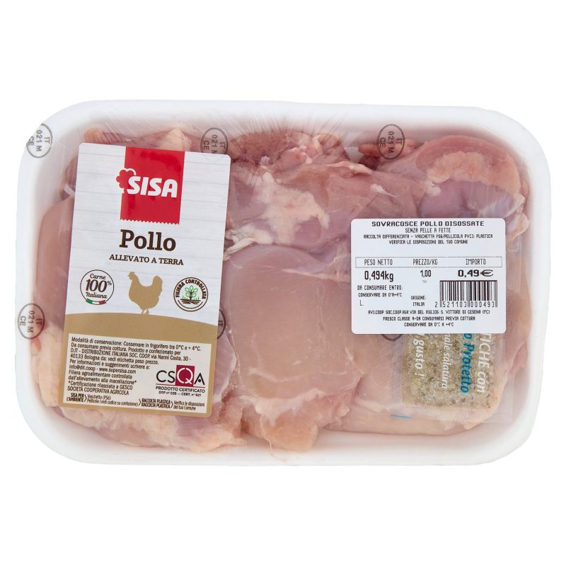Sisa Sovracosce di Pollo Allevato a Terra Senza Osso Aperte