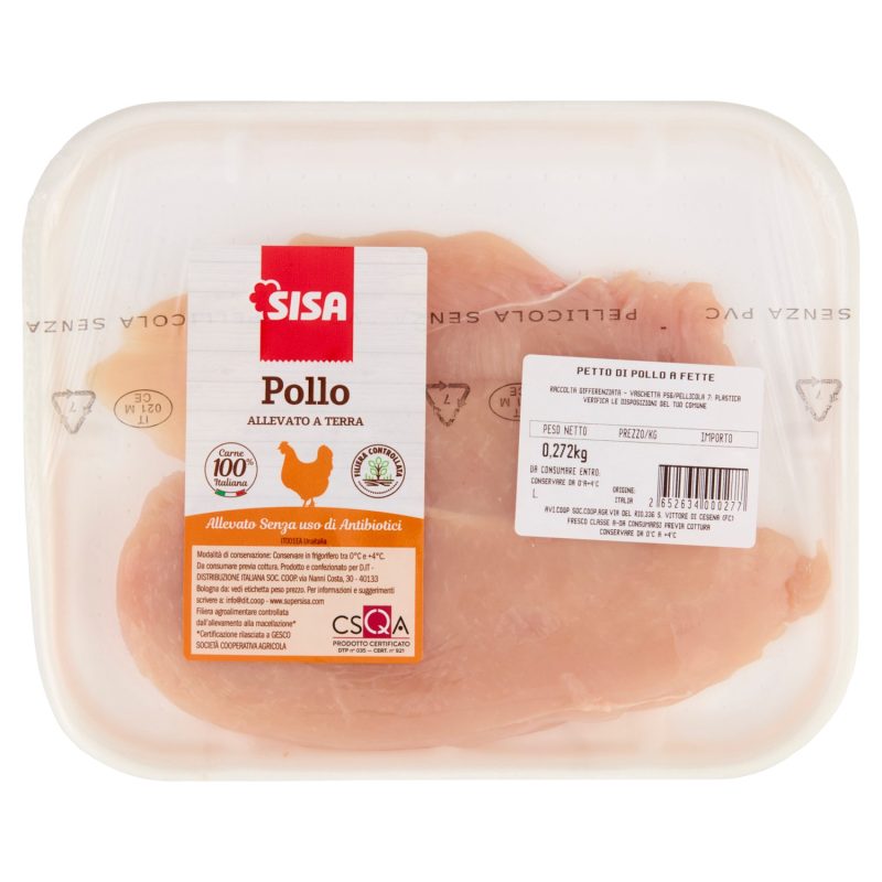 Sisa Petto Pollo Bianco Allevato a Terra Senza Uso di Antibiotici a fette
