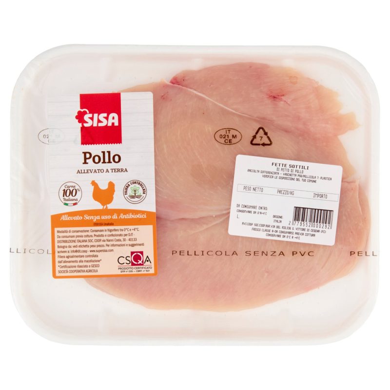 Sisa Petto Pollo Bianco Allevato a Terra Senza uso di Antibiotici a fette sottili