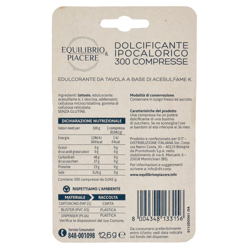 Equilibrio & Piacere Dolcificante Ipocalorico 330 compresse 12,6 g