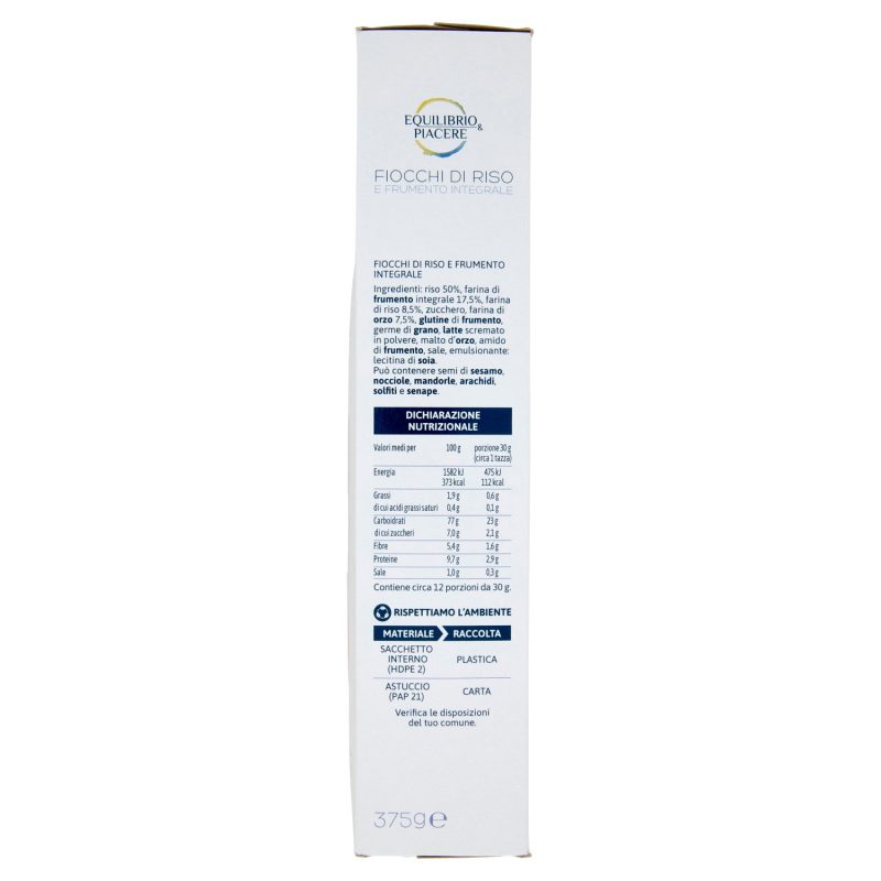 Equilibrio & Piacere Fiocchi di Riso e Frumento Integrale 375 g