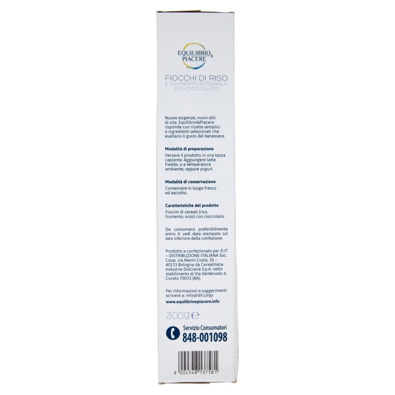 Equilibrio & Piacere Fiocchi di Riso e Frumento Integrale con Cioccolato 300 g