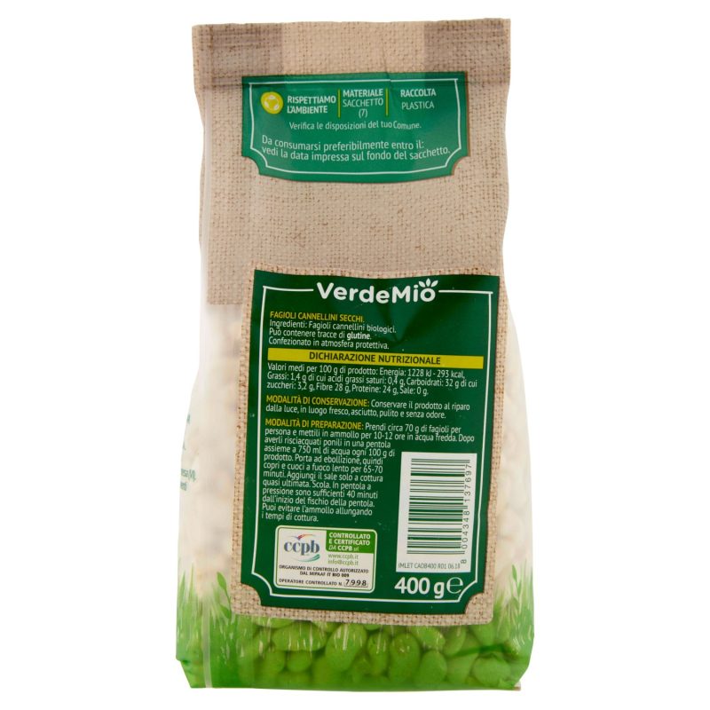 VerdeMio Fagioli Cannellini Secchi biologico 400 g