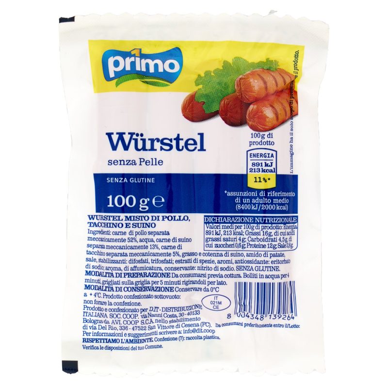 Primo Würstel Misto di Pollo, Tacchino e Suino 100 g