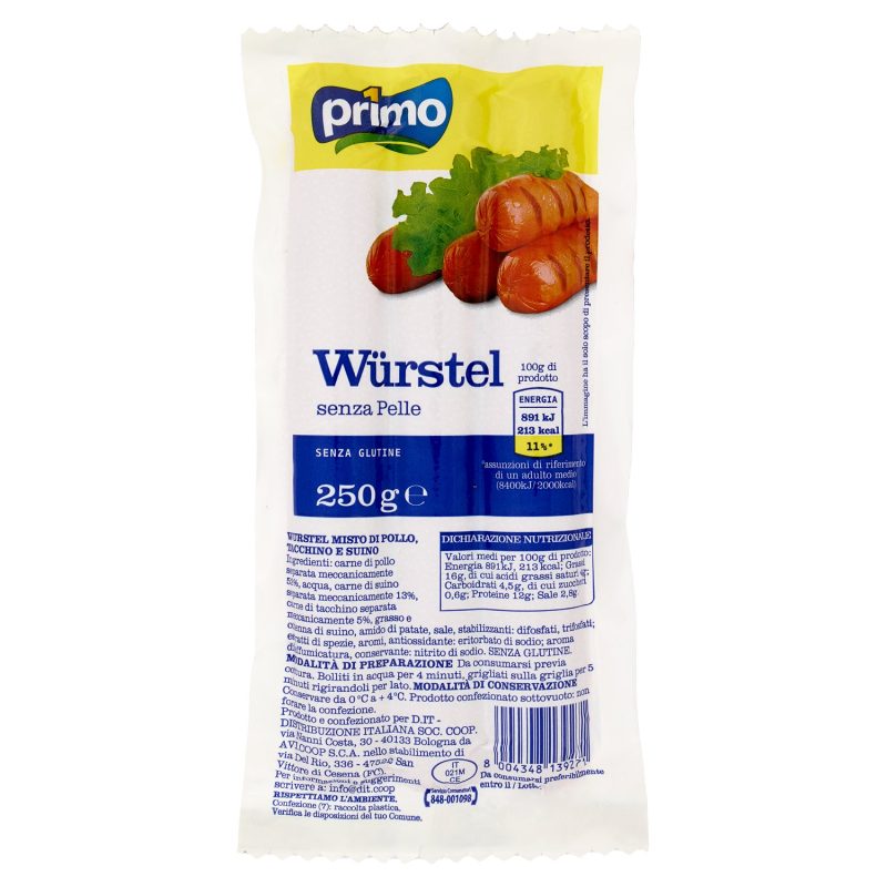 Primo Würstel Misto di Pollo, Tacchino e Suino 250 g