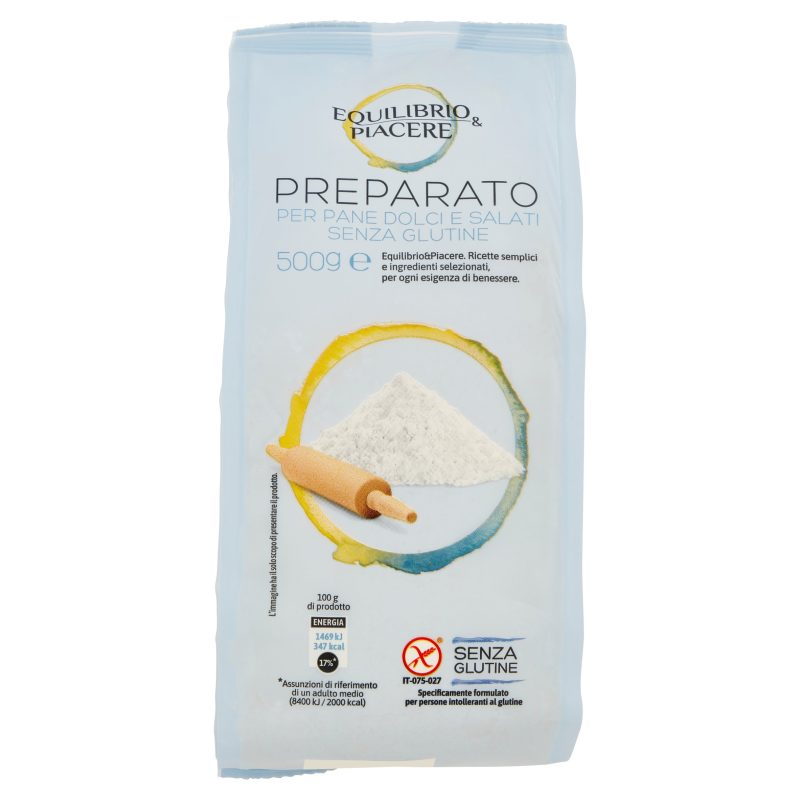 Equilibrio & Piacere Preparato per Pane Dolci e Salati Senza Glutine 500 g