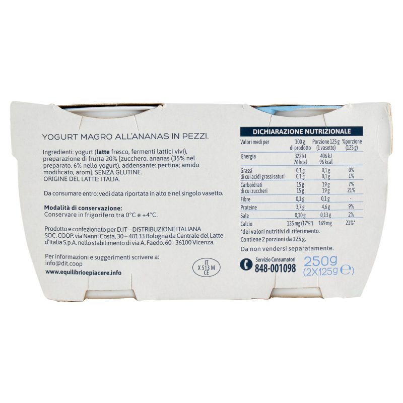 Equilibrio & Piacere Yogurt Magro all'Ananas 2 x 125 g